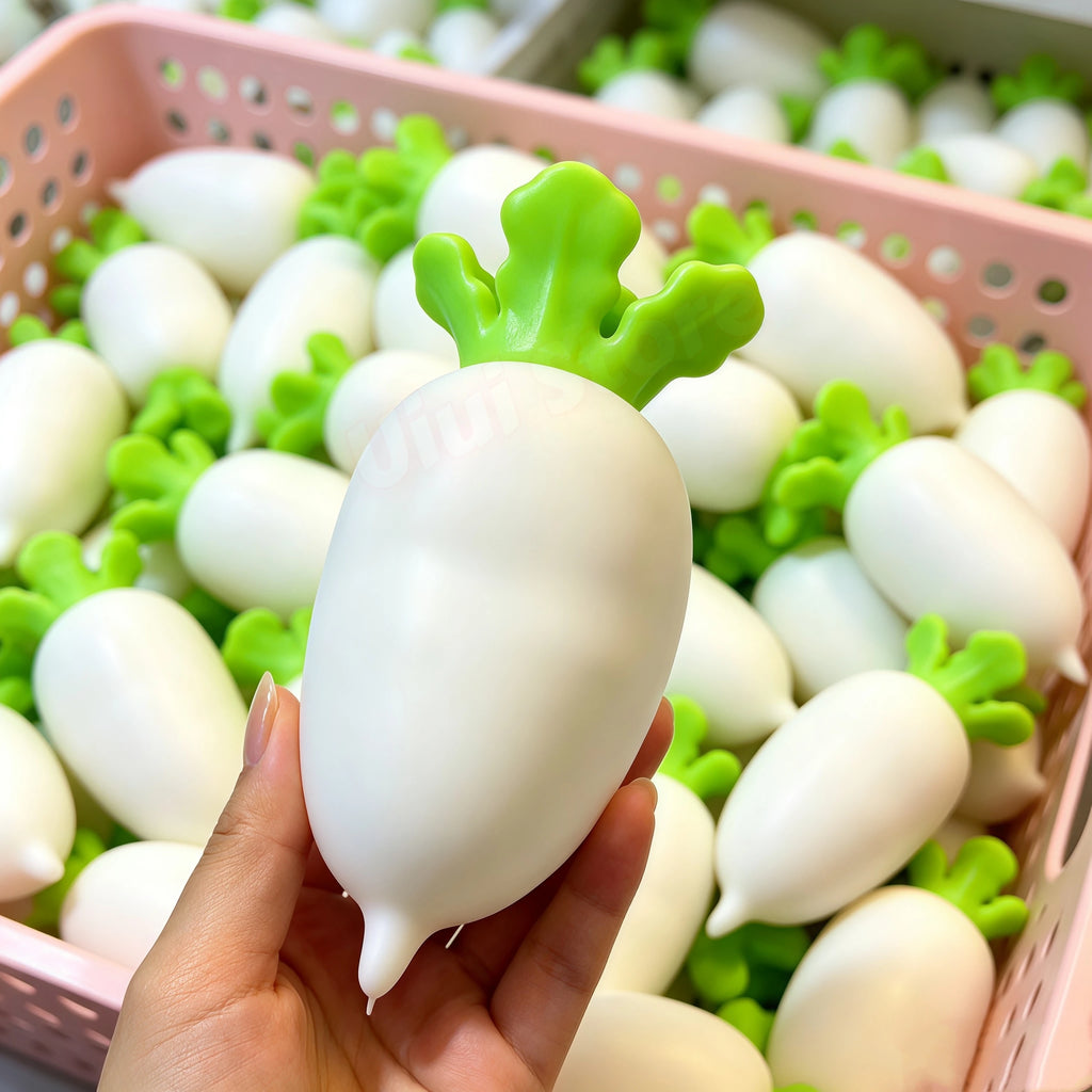 White Radish Crunchy Squishy ASMR Fidget Stress Ball Toy Squishy Fidget Toy Babs