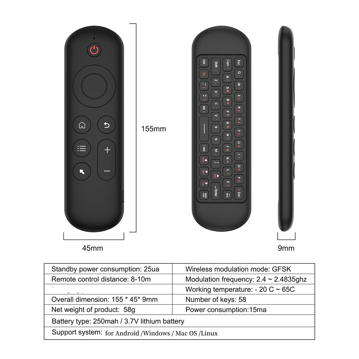 Wireless Air Mouse Remote & Mini Keyboard – BT5.2 + 7-Color Backlit Wireless Air Mouse Remote Babs