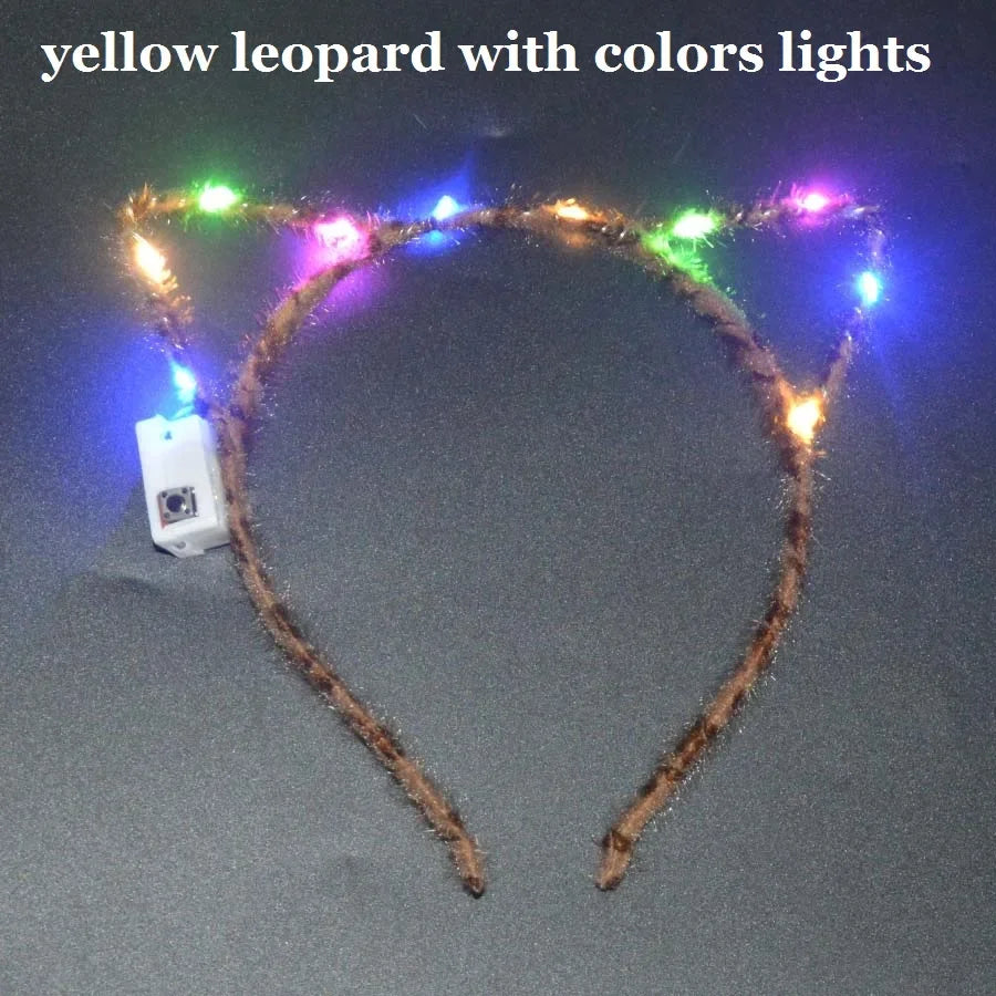 LED Flashing Cat & Fox Ears Headband – Glowing Party Hair Hoop