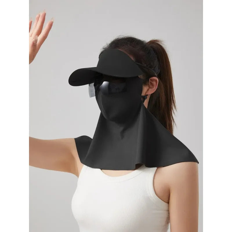 3-in-1 UPF 50+ Wide Brim Sun Hat – Detachable Neck & Face Cover UV Protection Sun Hat Babs Black Average size