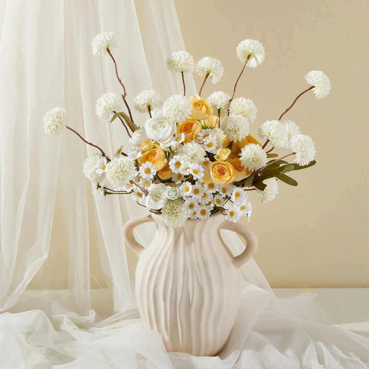 Silk Artificial Chrysanthemum Bouquet | Autumn Floral Decor Artificial Flower Bouquet Babs
