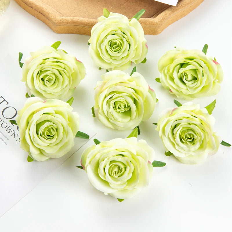 Silk Rose Artificial Flowers 10/20pcs – Wedding & Home Decor Artificial Silk Flowers Babs green 10 pcs