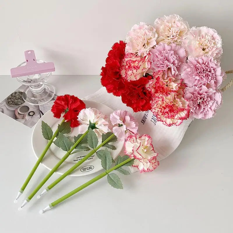 Artificial Flower Gel Pen – Carnation Rose Teacher's Day Gift Novelty Gel Pen Babs