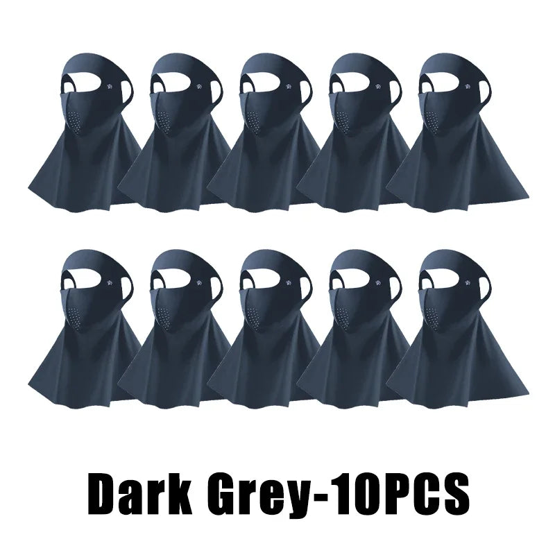 UPF50+ Ice Silk Sun Protection Mask & Neck Scarf – Anti-UV Sun Protection Mask Babs Dark Grey 10PCS