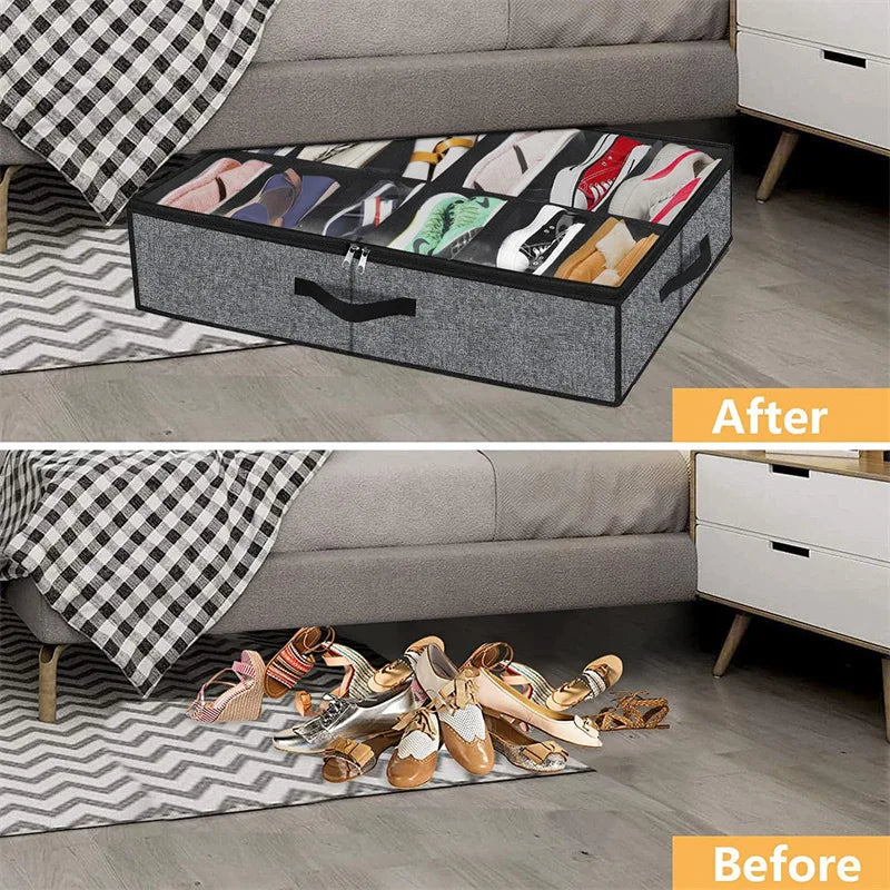 Under Bed Shoe Organizer – 12-Pair Foldable Storage Bag Shoe Storage Organizer Babs