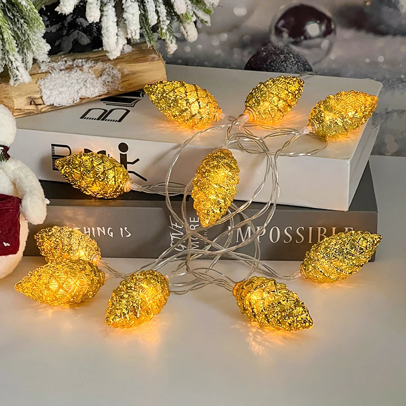 Pine Cone String Lights 1.6M 10 LED Christmas Fairy Lights Christmas String Lights Babs