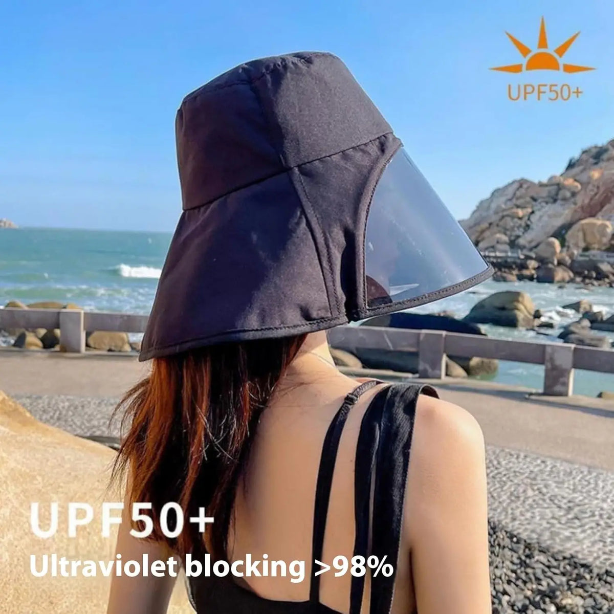 Women's Wide Brim Bucket Hat UPF 50+ Full Face Shield UV Cover Wide Brim Sun Hat Babs