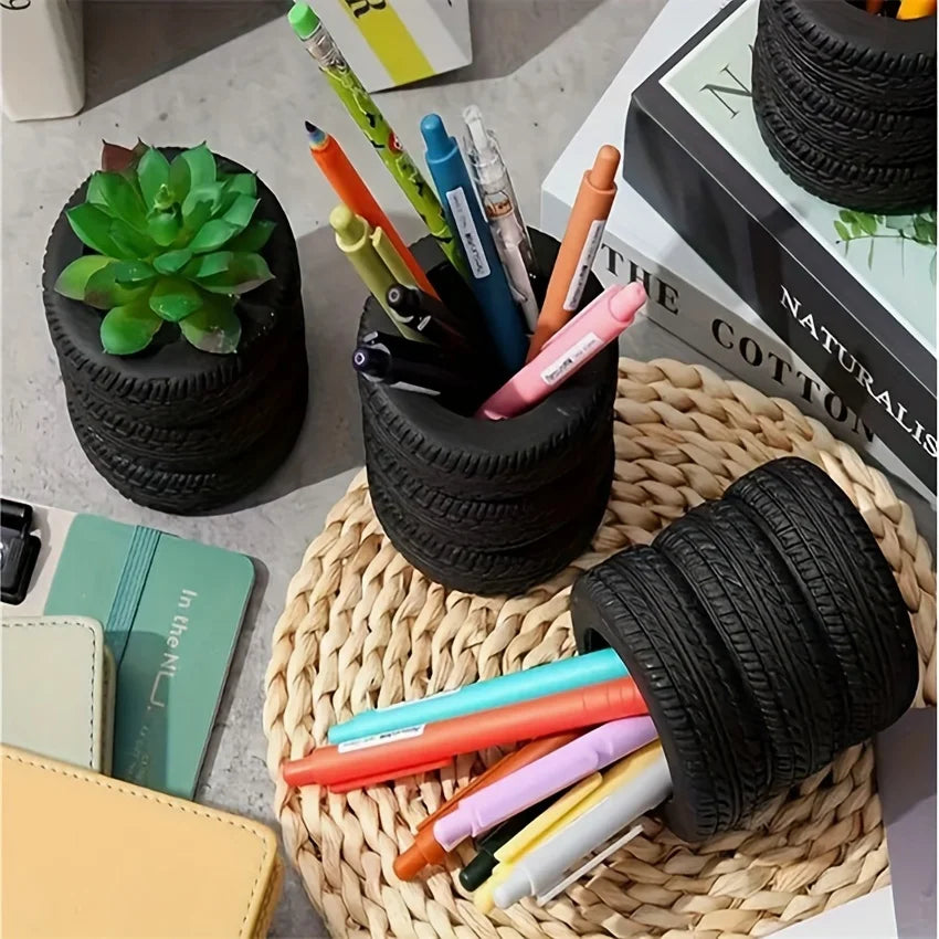 Tire-Shaped Pen Holder – Creative Office Desk Organizer Desk Pen Holder Babs