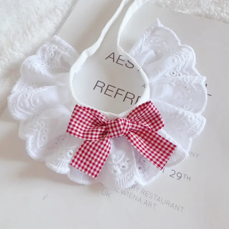 Cute Cat & Dog Bow Scarf – Soft Crochet Pet Neck Accessory Pet Bow Scarf Babs