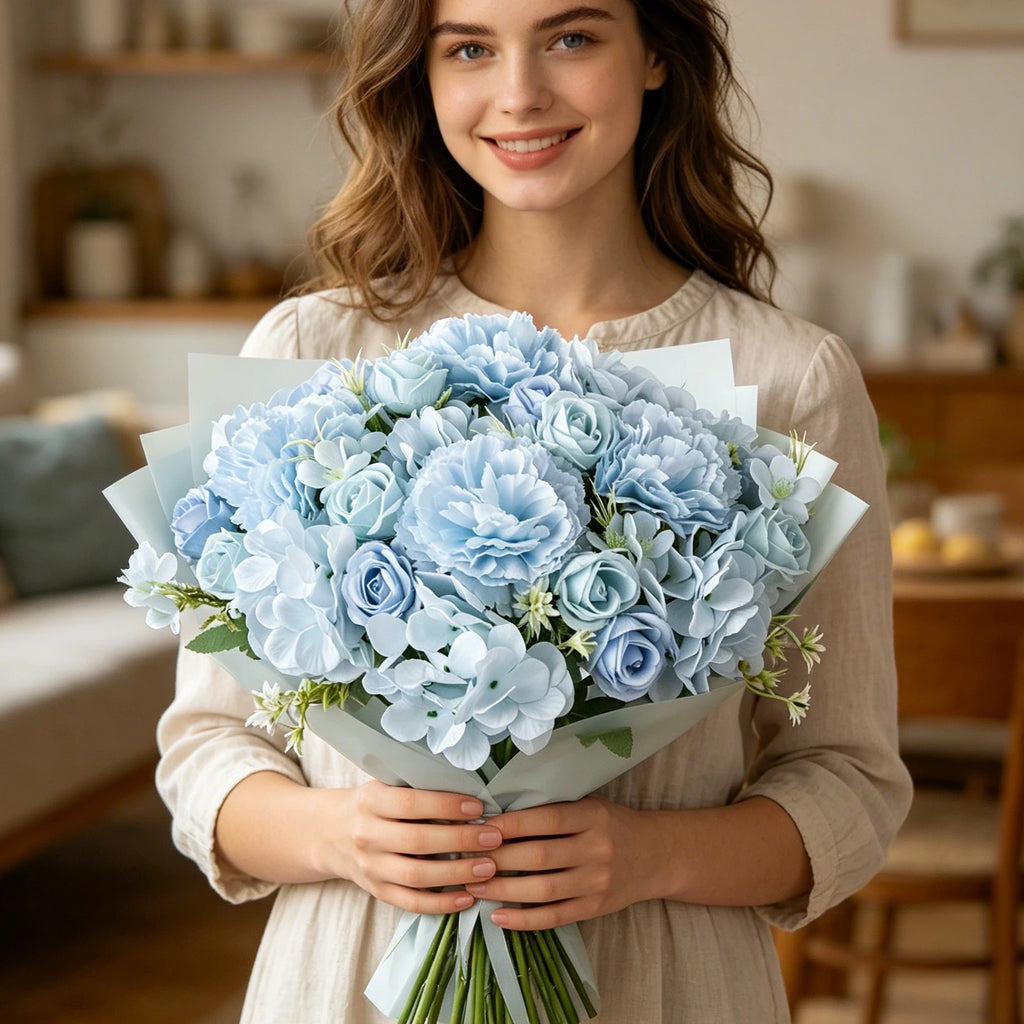 Silk Artificial Carnation Rose Bouquet | Wedding & Home Decor Artificial Flower Bouquet Babs