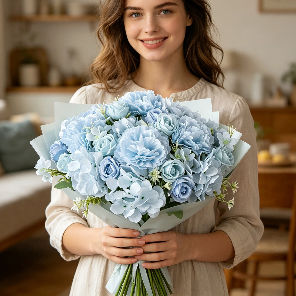 Silk Artificial Carnation Rose Bouquet | Wedding & Home Decor Artificial Flower Bouquet Babs
