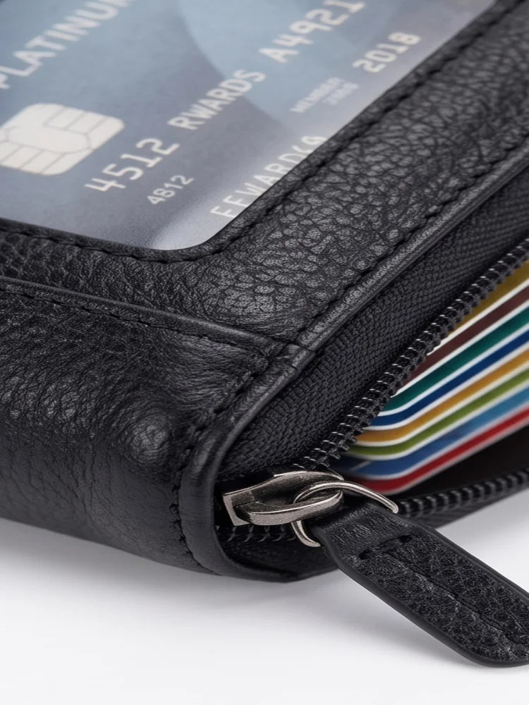 HOMEFISH Korean Zipper Card Wallet – PU Leather Multi-Slot Bag Card Wallet Babs