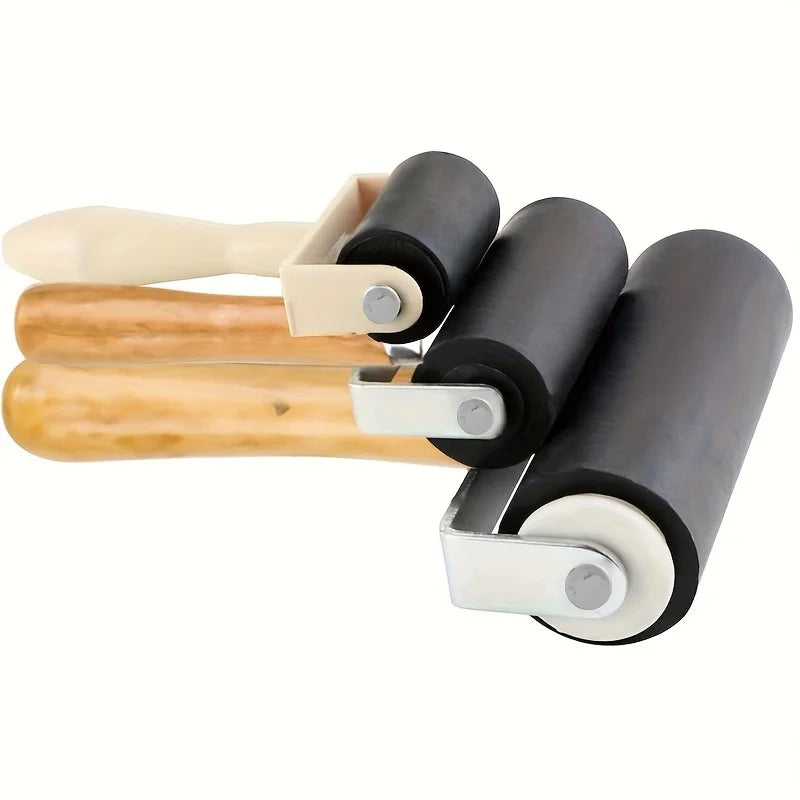Rubber Brayer Roller – Wooden Ink Roller for Printmaking & Art Printmaking Brayer Roller Babs