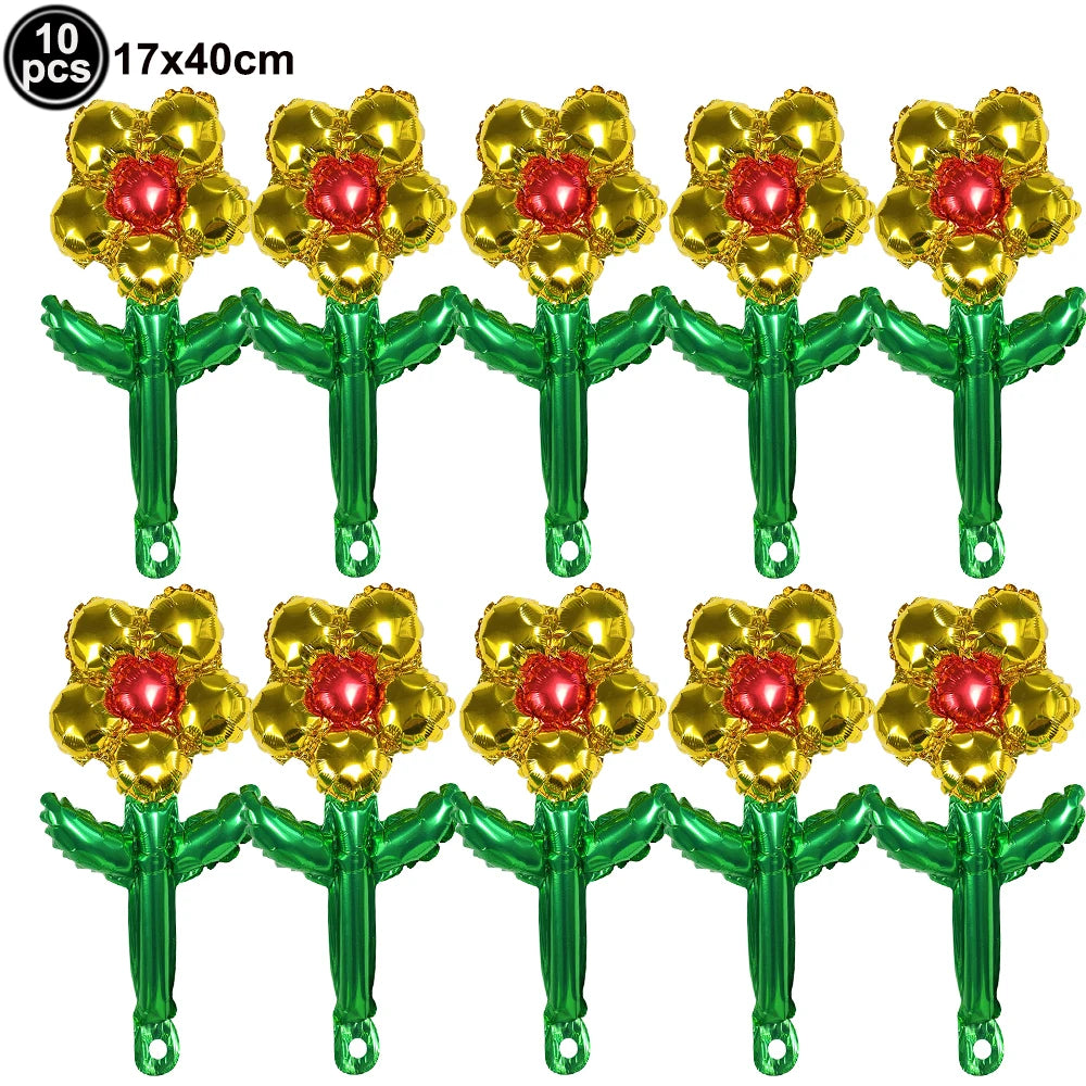 10pcs Mini Rose Flower Balloons – Wedding & Party Décor Foil Party Balloons Babs light green As pictures show