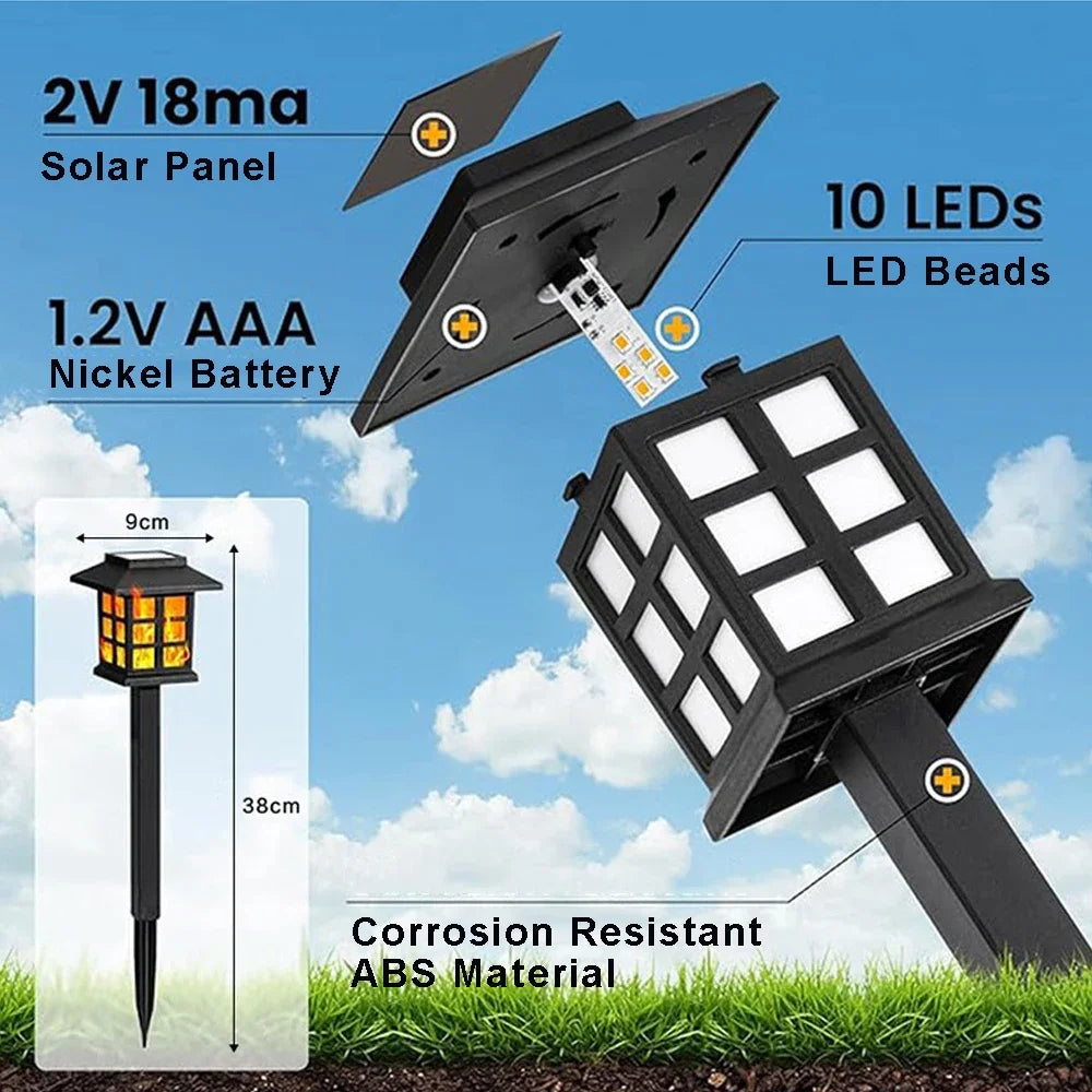 Solar Flame Torch Lights 10 LED Flickering Outdoor Garden Lamp Solar Garden Torch Babs