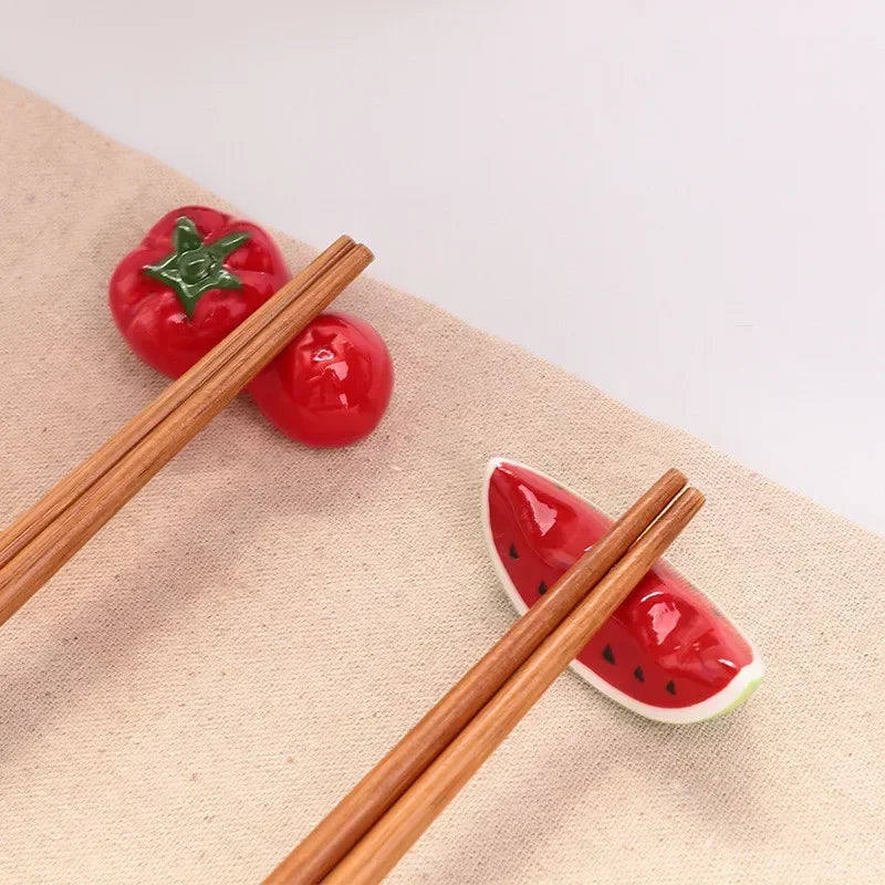 Ceramic Fruit Chopstick Holder – Watermelon & Tomato Design Chopstick Rest Babs