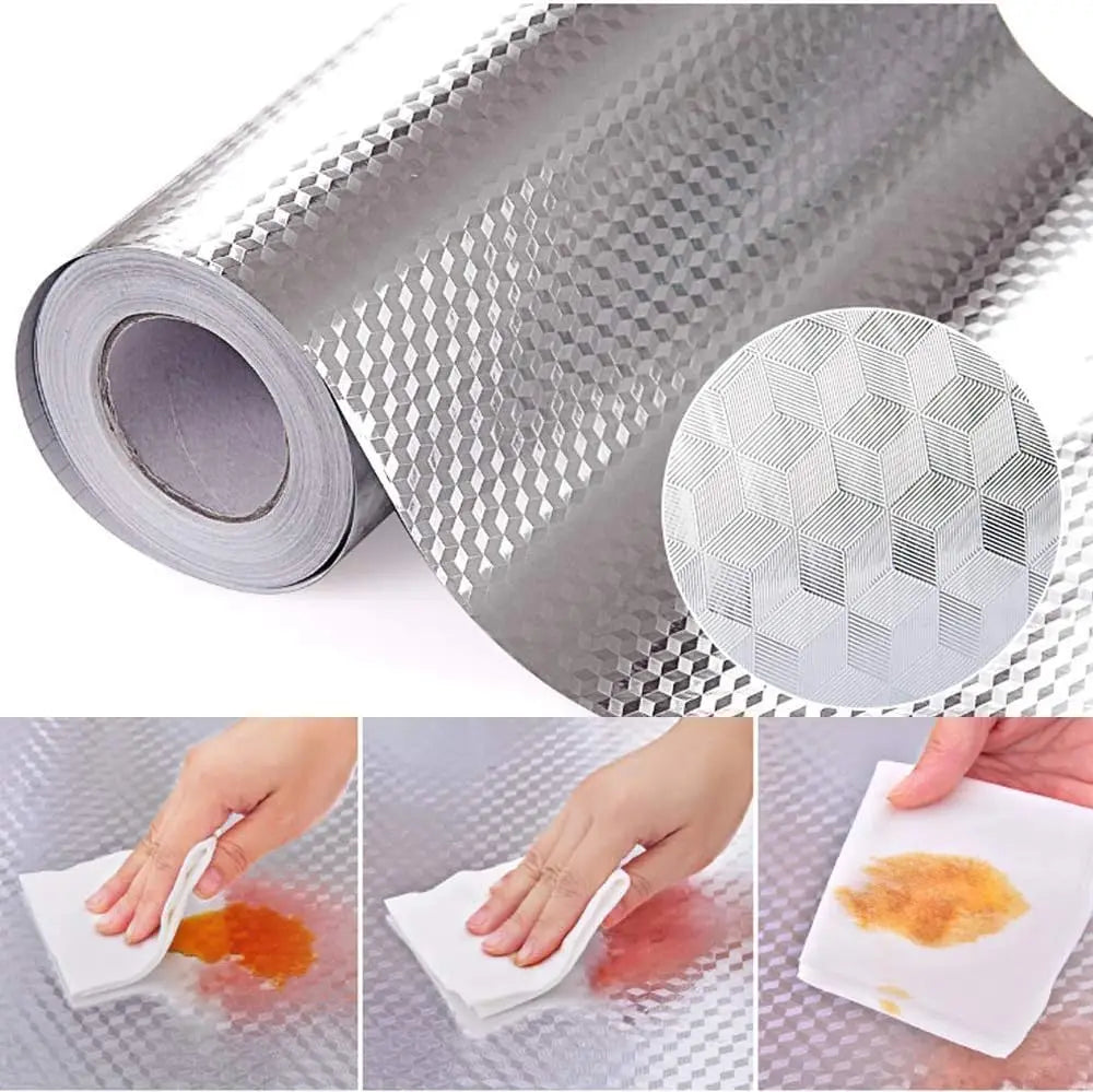 Kitchen Oil-Proof Aluminum Foil Self-Adhesive Cabinet Stickers Kitchen Wall Sticker Babs