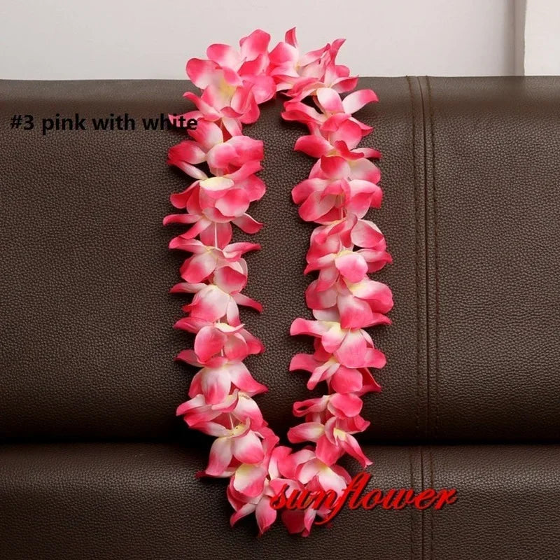 Hawaiian Flower Lei Necklace – Artificial Garland for Luau & Party Flower Lei Necklace Babs