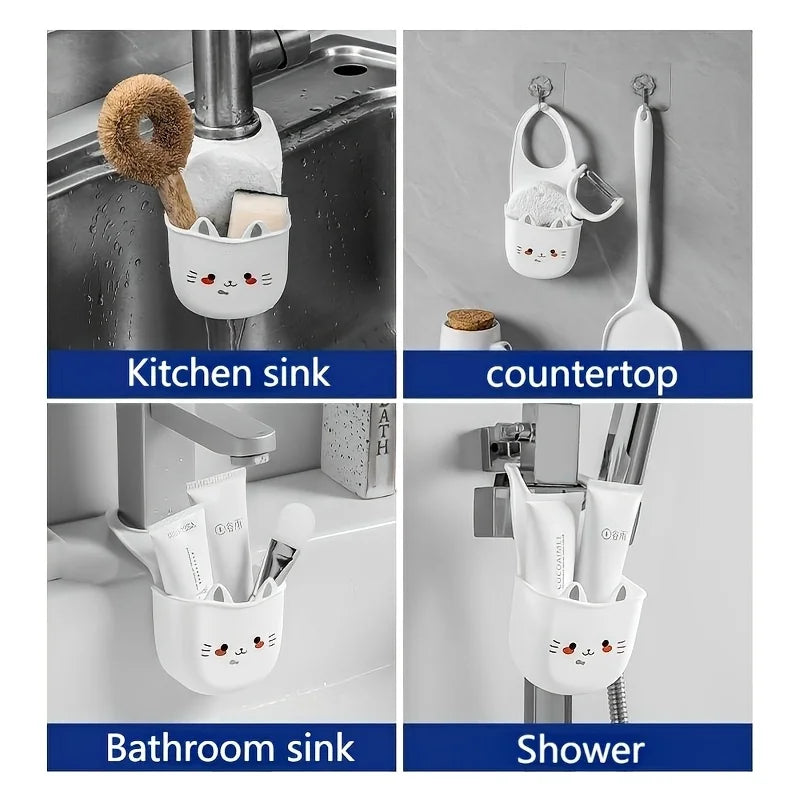 Cartoon Cat Silicone Sink Sponge Holder & Drain Basket Sink Sponge Holder Babs