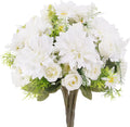 Artificial Silk Rose & Dahlia Bouquet – Wedding & Home Decor Artificial Flower Bouquet Babs WHITE 4PCS