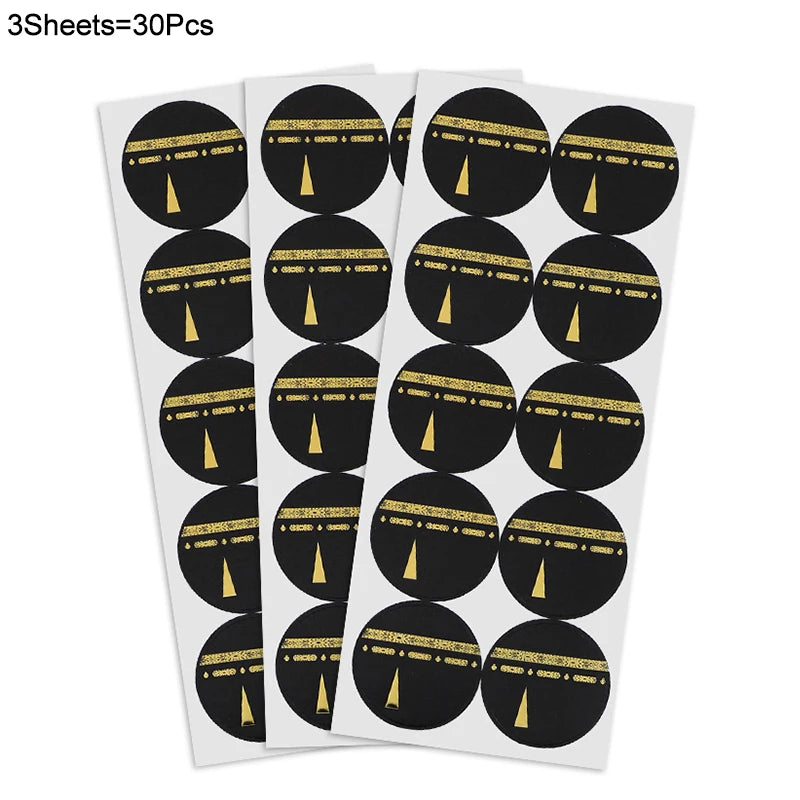 30/60pcs Eid Mubarak Ramadan Kareem Gift Label Stickers 4cm Party Label Stickers Babs 3Sheets 30Pcs