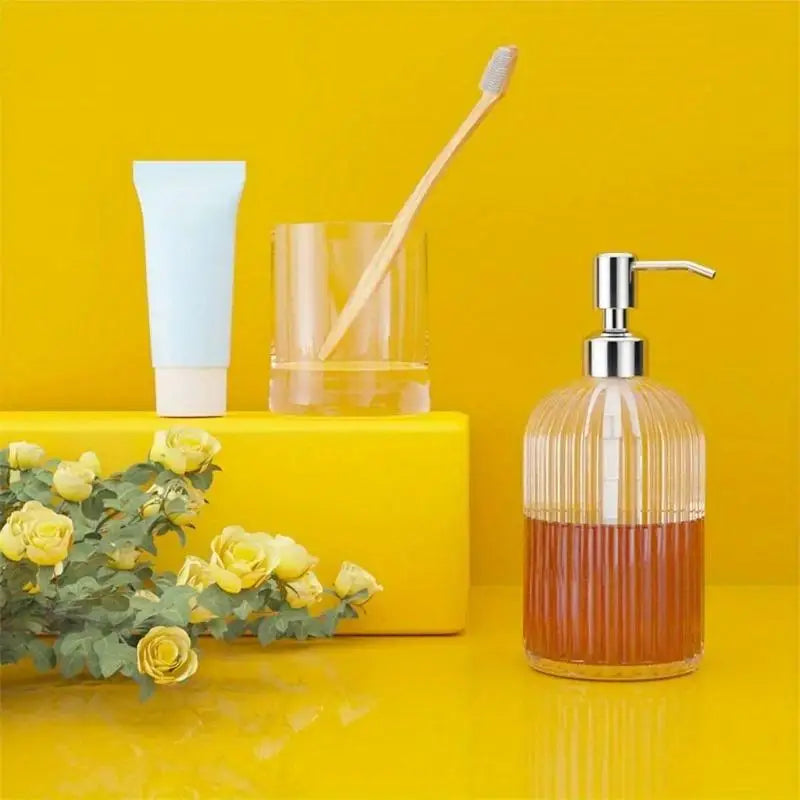 Large Clear Glass Soap Dispenser – Press Pump Bottle Glass Soap Dispenser Babs