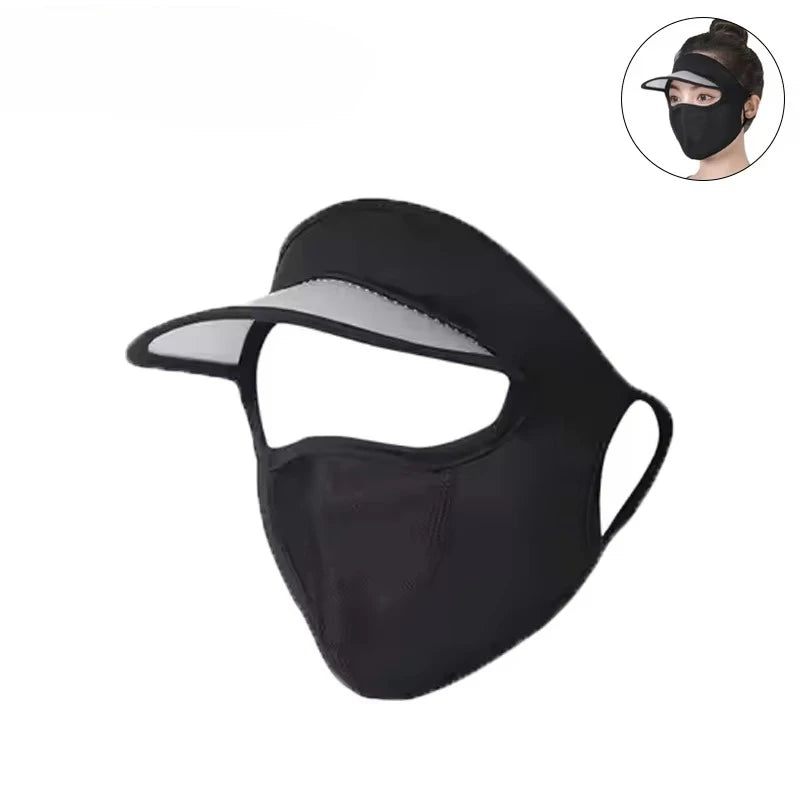 Women's UPF 50+ Ice Silk Sun Shield Face Mask | Breathable UV Sun Shield Mask Babs Black-1PC