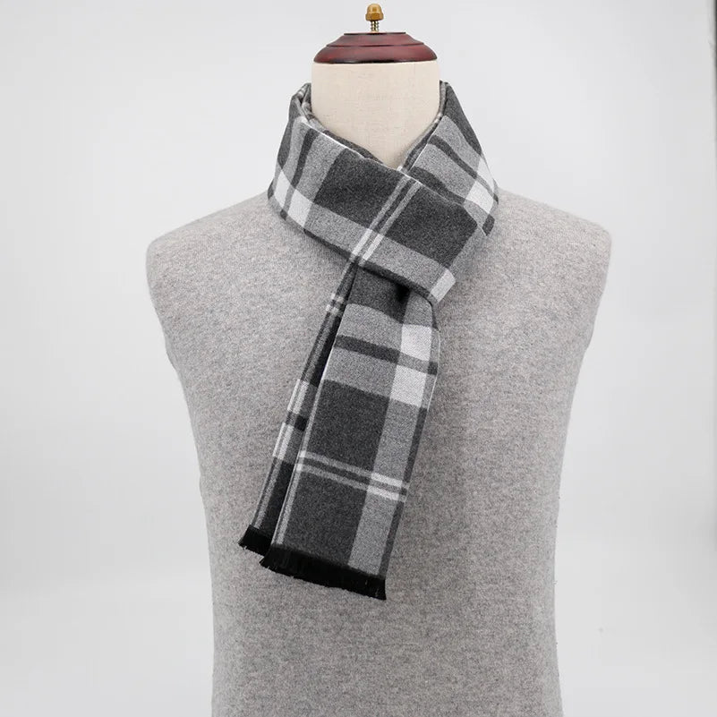 Men's Winter Plaid Cashmere-Style Scarf & Pashmina Shawl Winter Scarf Shawl Babs Gold 180 by 30CM