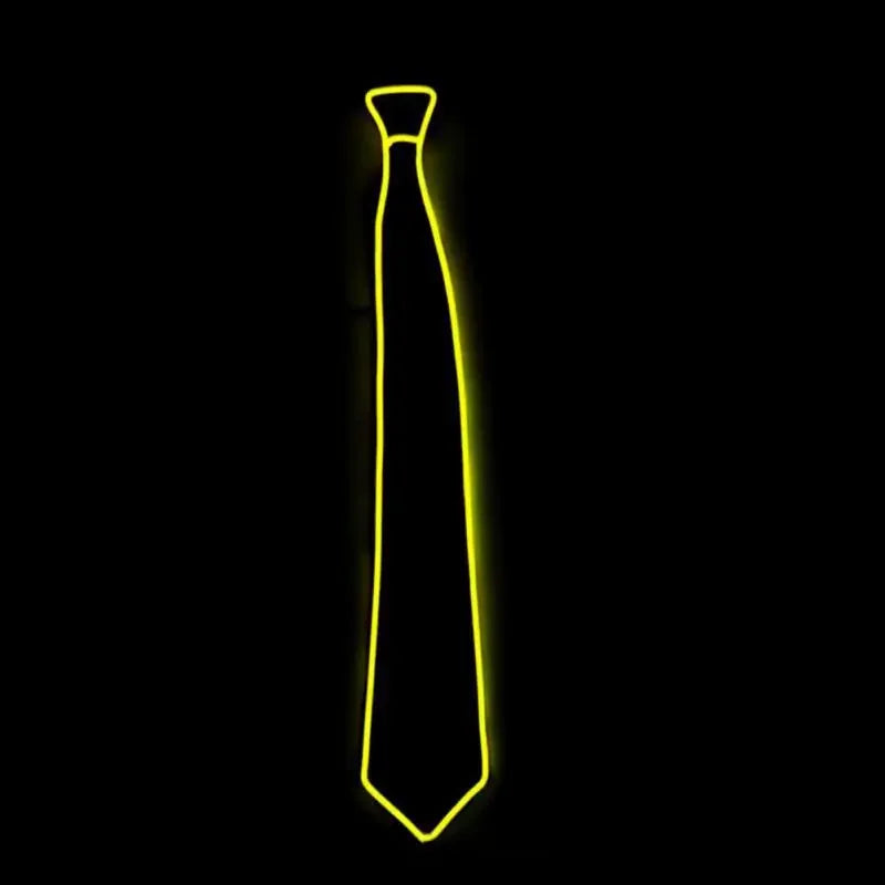 LED Light Up Necktie – Neon Glow Tie for Rave & Party LED Glow Necktie Babs YELLOW