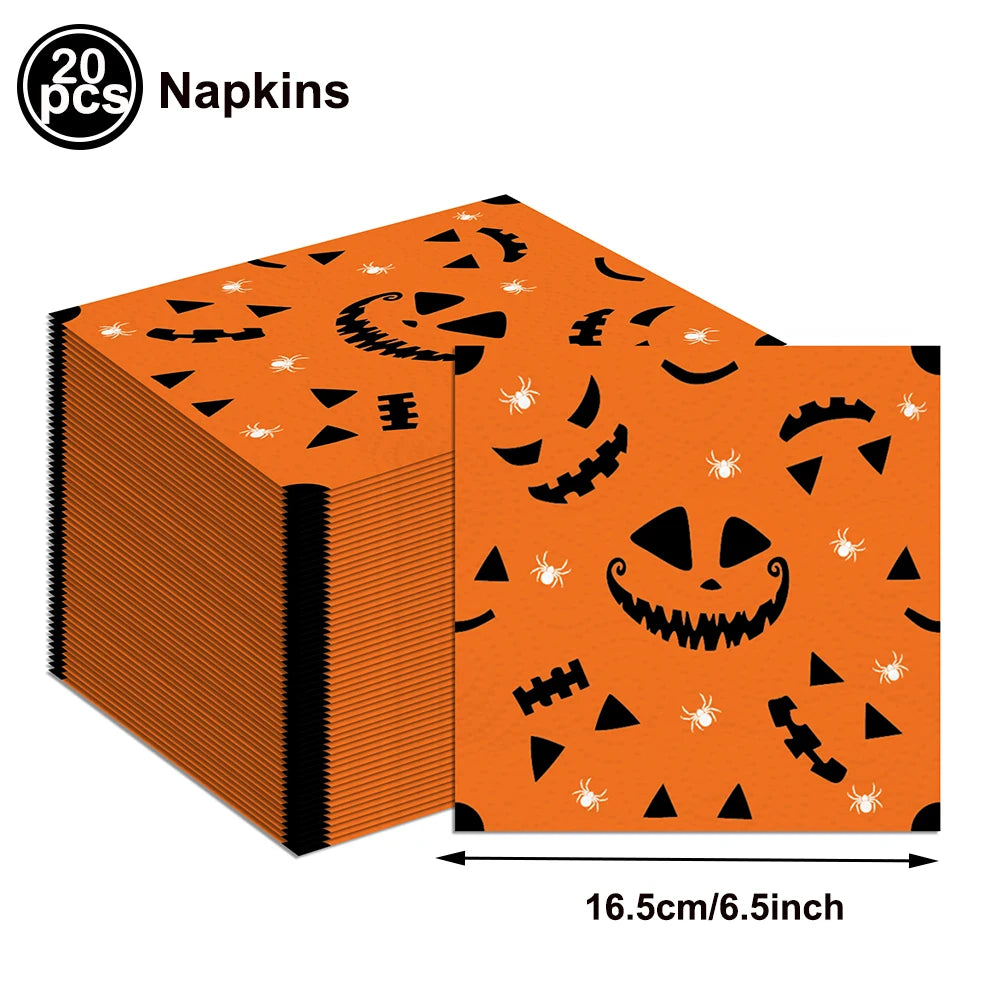 20-Pack Halloween Disposable Paper Napkins – Spooky Prints Disposable Party Napkins Babs DARK GRAY as show