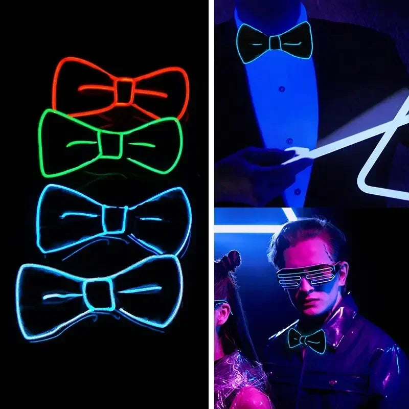 LED Light-Up Suspenders & Bow Tie Glow Party Set LED Party Accessories Babs