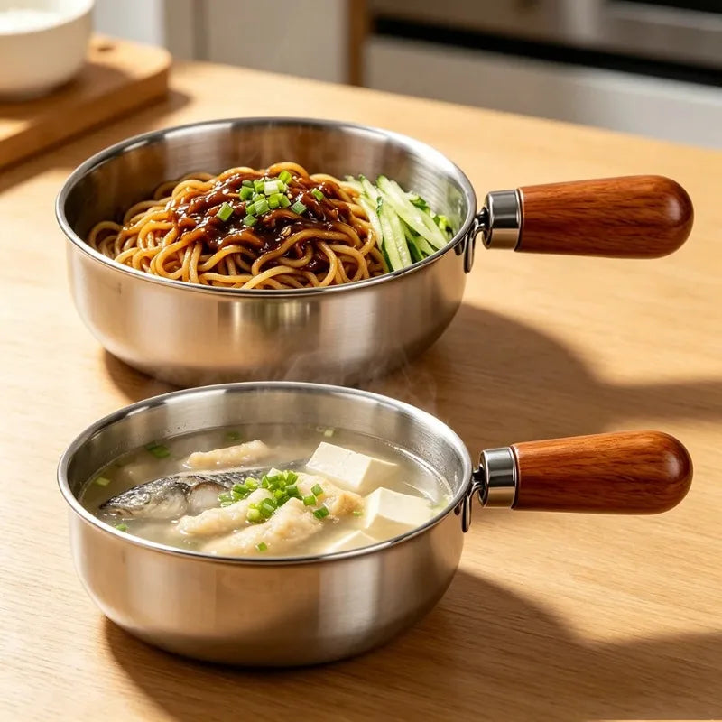 Stainless Steel Milk Pot – Wooden Handle, Induction Compatible Stainless Steel Saucepan Babs