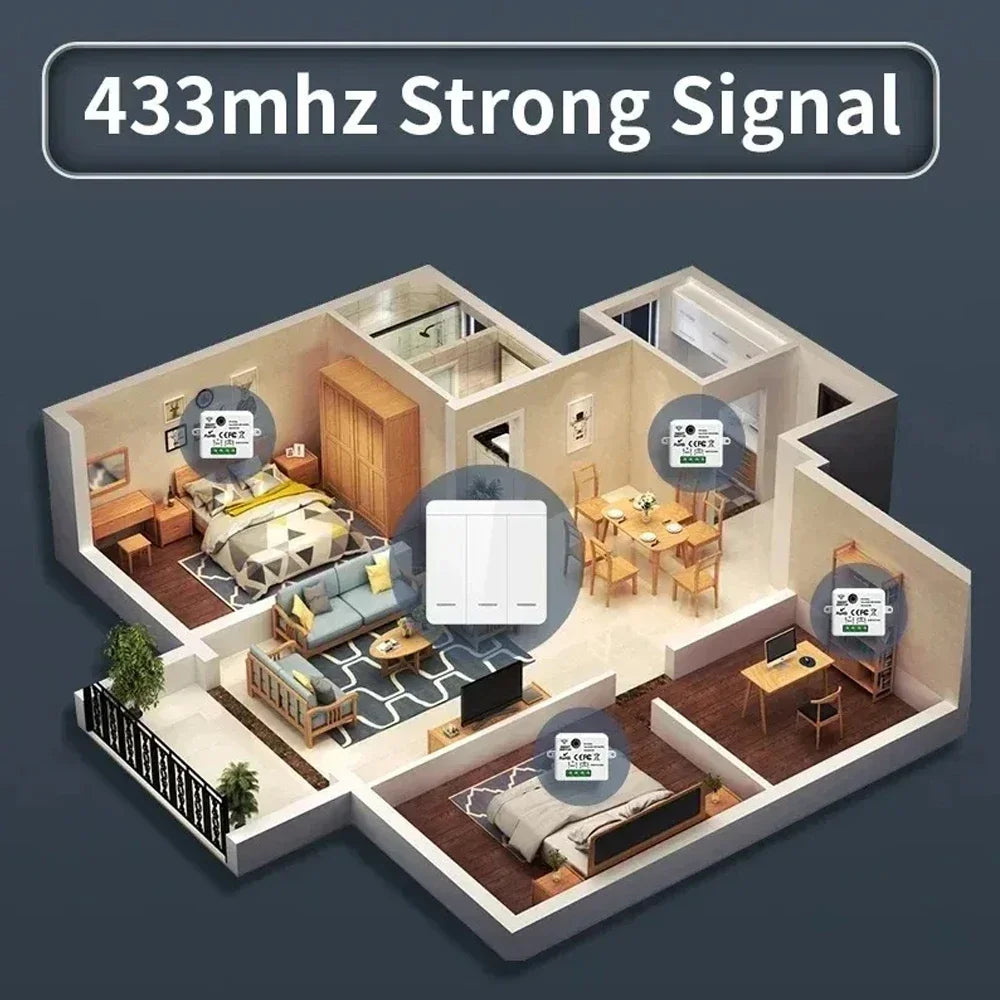 RF 433MHz Wireless Light Switch 1/2 Gang Smart Wall Switch Wireless RF Switch Babs