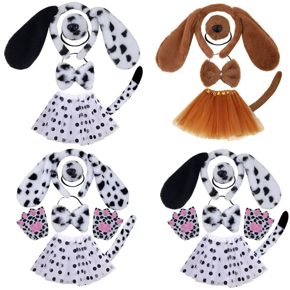 Spotted Dog Anime Cosplay Costume Set – Ears, Tail, Skirt & Nose Cosplay Costume Set Babs