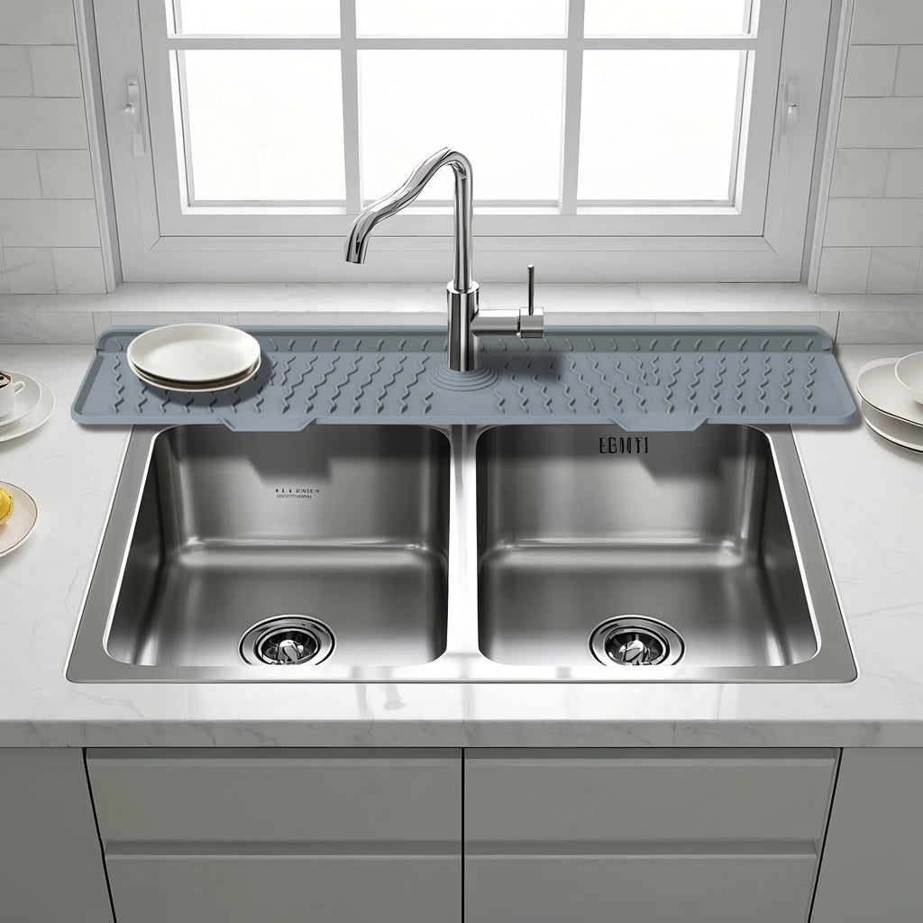 Silicone Faucet Mat Kitchen Sink Splash Guard – Extra Long Kitchen Sink Mat Babs