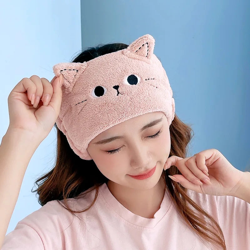 Cute Plush Wide Headband for Women – Makeup & Skincare Plush Hair Headband Babs