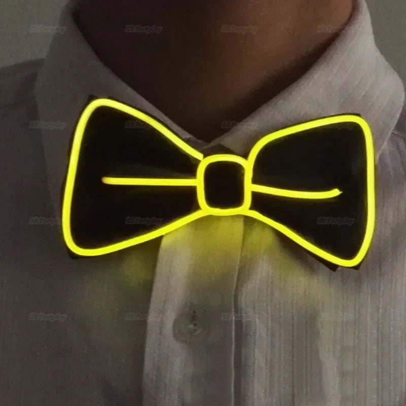 LED Light Up Suspenders & Bow Tie Set – Glow Party Costume LED Costume Accessories Babs yellow bow