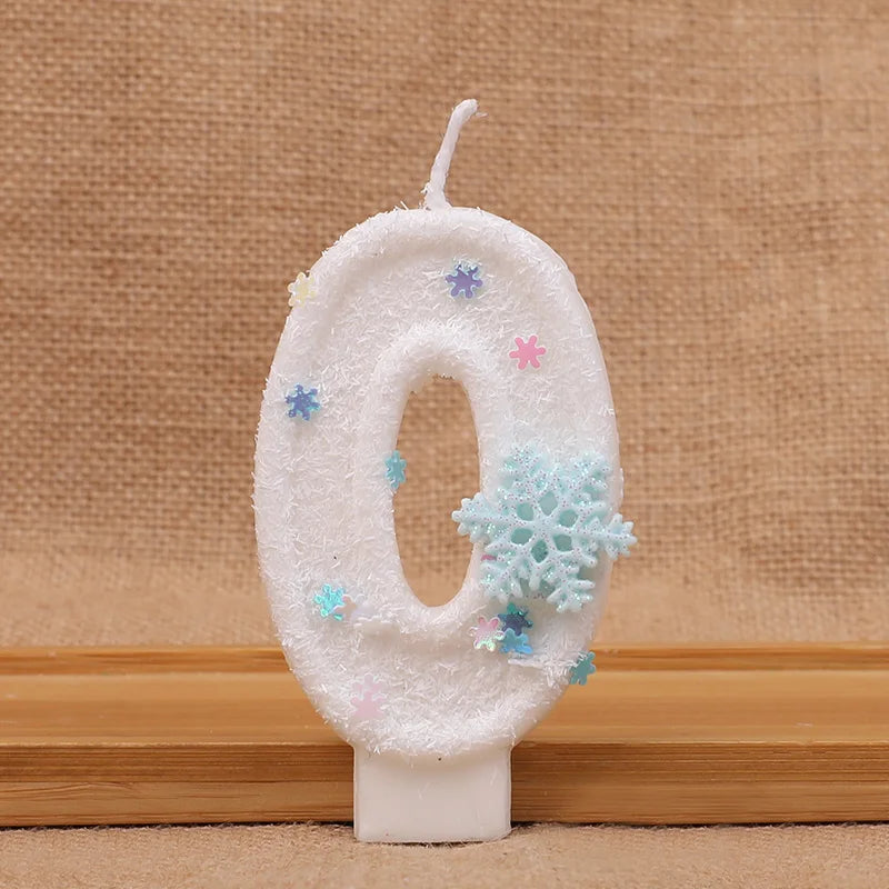 Glitter Snowflake Number Candles 0-9 Birthday Cake Topper Birthday Cake Candles Babs 0