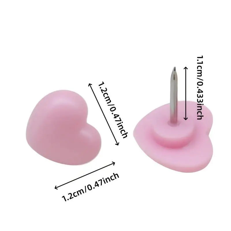 Heart Shape Thumbtacks 50-Pack – Colored Cork Board Pushpins Decorative Pushpins Babs