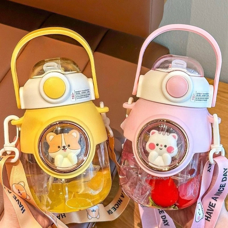 Kids Cartoon Water Bottle 820ml – Straw, Handle & Leakproof Kids Water Bottle Babs