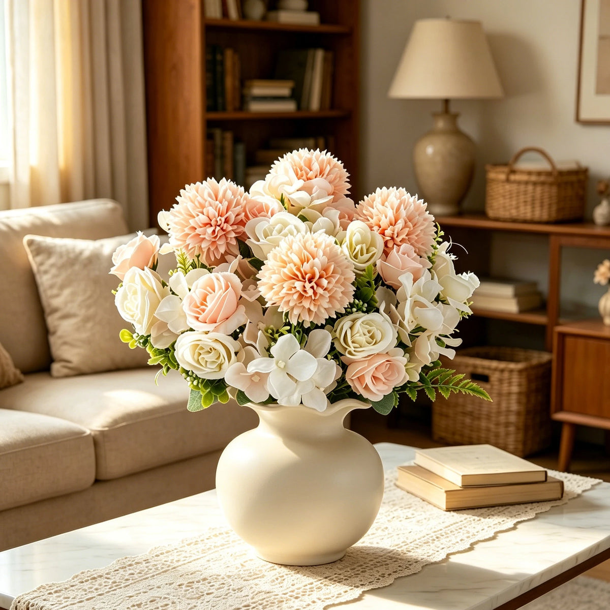 Silk Rose & Chrysanthemum Artificial Bouquet – Wedding Décor Artificial Flower Bouquet Babs