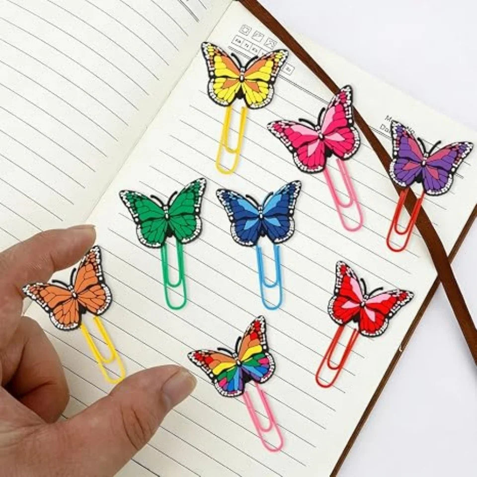6Pcs Butterfly Paper Clips Cartoon Bookmarks & Binder Clips Decorative Paper Clips Babs