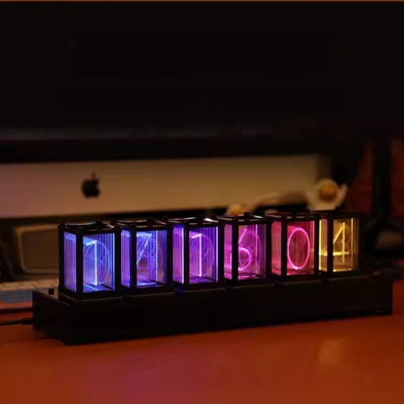 RGB Glow Tube Desk Clock – LED Color-Changing Digital Table Clock LED Desk Clock Babs