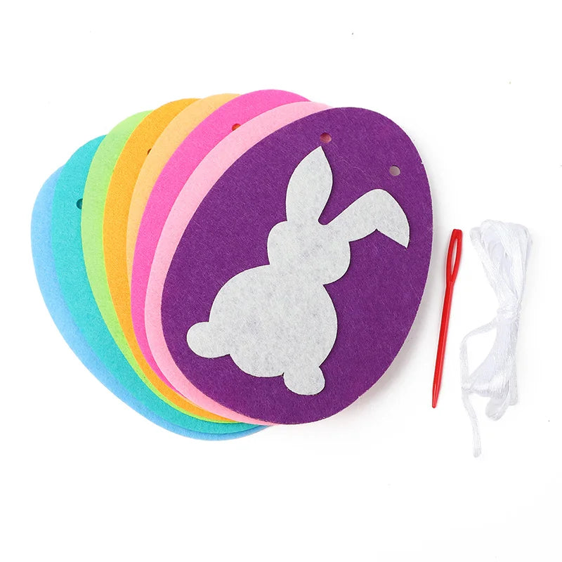 Easter Felt Bunny Garland Banner – Spring Party Wall Decor Holiday Garland Banner Babs