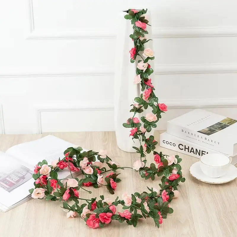 Silk Rose Artificial Flower Garland 2.2M – Wedding Home Decor Artificial Flower Garland Babs ROSE PINK