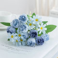 Artificial Silk Rose Bouquet for Wedding & Home Décor Artificial Flower Bouquet Babs Blue 3 pcs