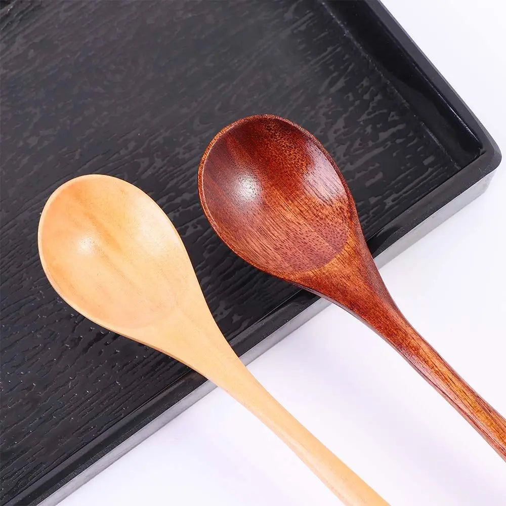 Wooden Long Handle Spoon – Soup, Coffee & Cooking Utensil Wooden Kitchen Spoon Babs