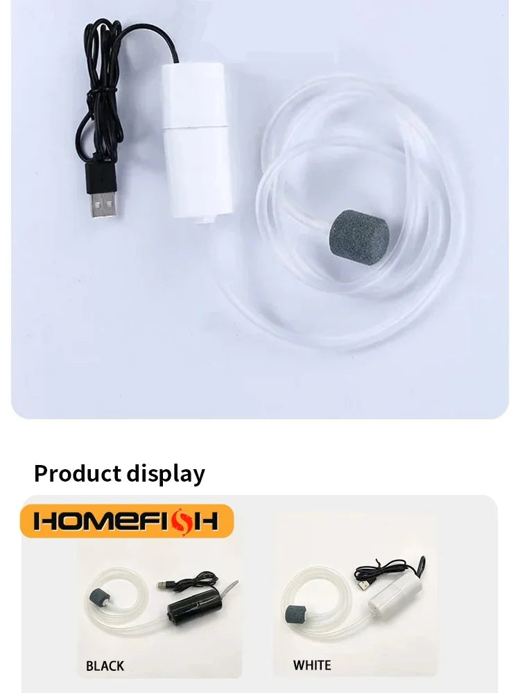 Portable USB Aquarium Air Pump – Mini Fish Tank Oxygenator Aquarium Air Pump Babs