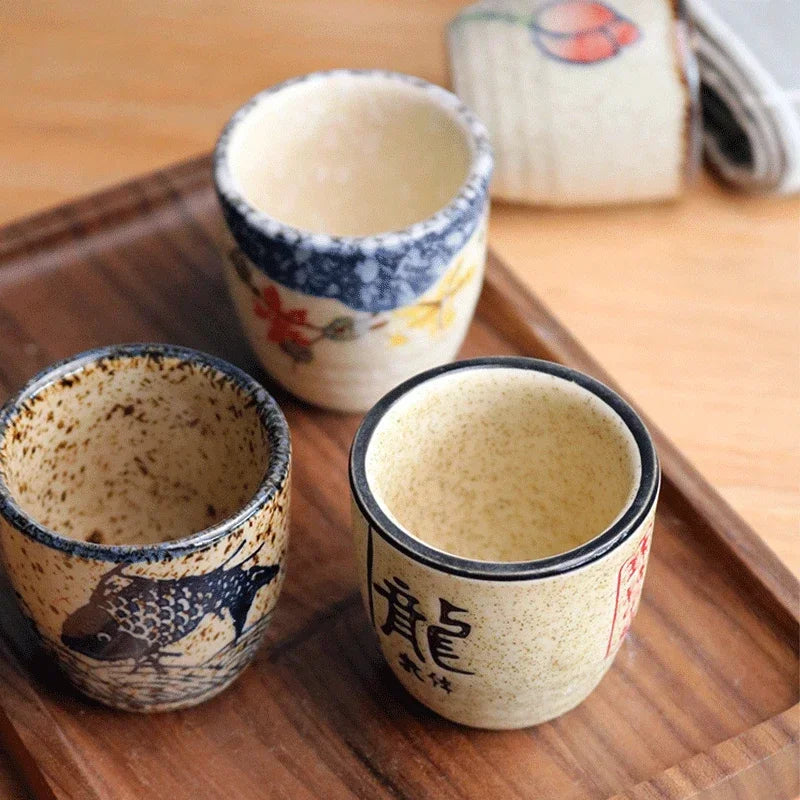 Japanese Ceramic Sake Cup Retro 50ml | Antique Style Drinkware Ceramic Sake Cup Babs