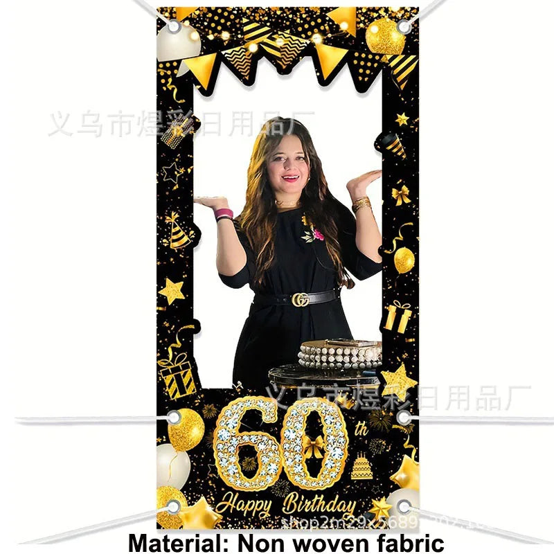 6pcs Black Gold 60th Birthday Water Bottle Labels & Stickers Birthday Party Stickers Babs ROYAL BLUE As picture show
